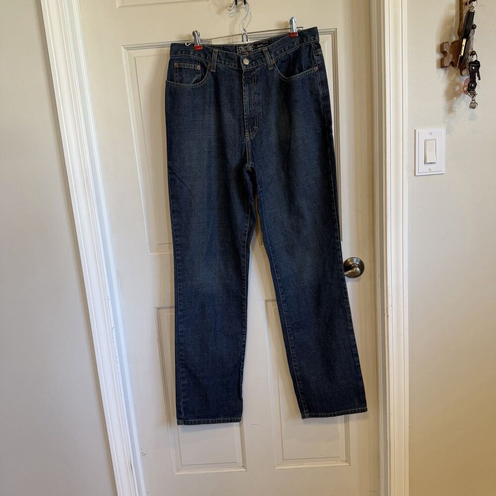 Vintage Structure Men Relaxed Fit Jeans 33x34 Dark Blue 100% Cotton Made in Mex